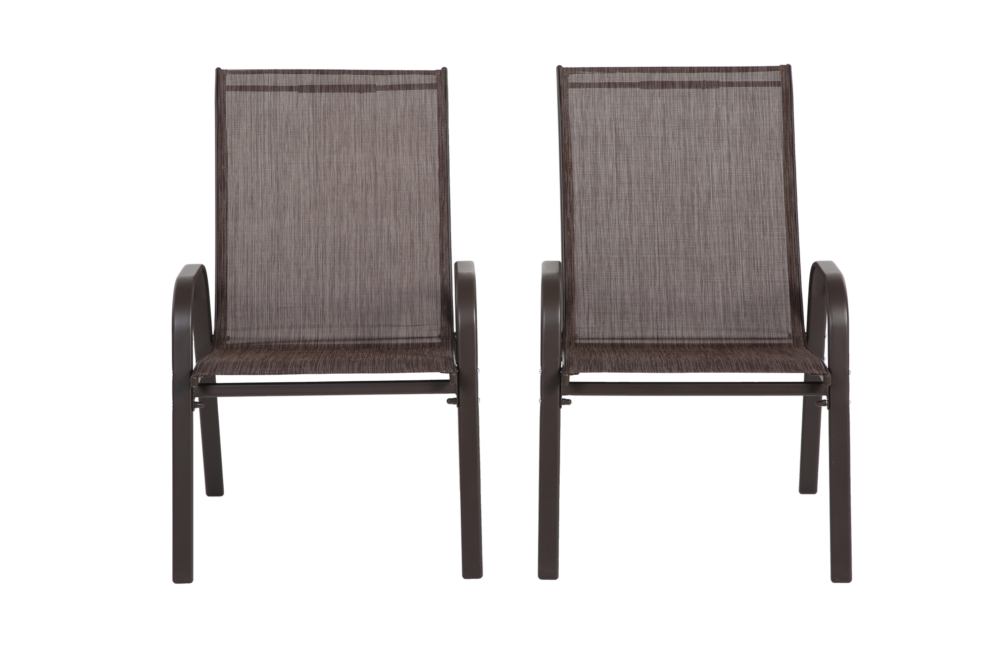 2 Piece Patio Chairs, Outdoor Camping Chairs Withtextilene Fabric, Set Of 2 Garden Chairs With Armrest High Backrest For Garden Patio Pool Beach Yard Space Saving Brown Brown Steel
