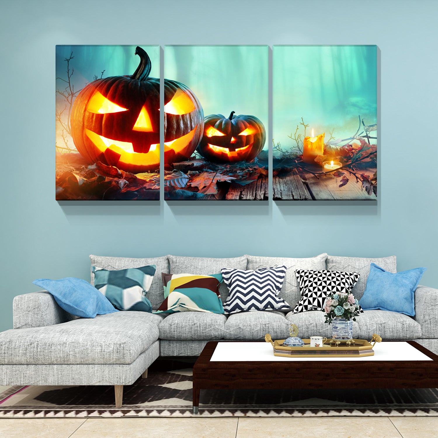 3Pcs Drop Ping Halloween Canvas Wall Art Pumpkin Hanging Wooden Hanging Ghost Halloween Decorations Artwork Modern Picture Gift Poster For Home Wall Decor Framed 1624Inch Thickness 1.5Inch Wrapped Canvas Multicolor Halloween Renaissance Modern Canvas