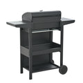 Propane Gas Grill 4 Burner Barbecue Grill, Stainless Steel 34,000 Btu Patio Garden Barbecue Grill With Two Shelves, Lid, Wheels And Bottle Opener Black Iron