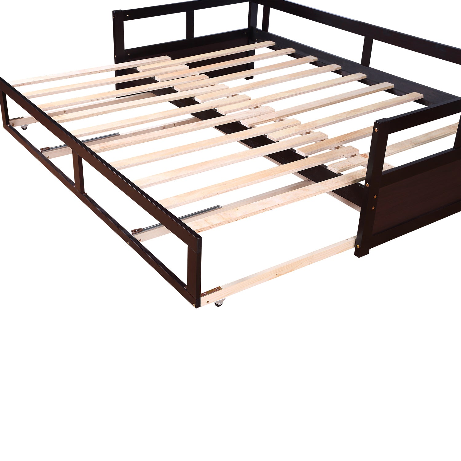 Wooden Daybed With Trundle Bed And Two Storage Drawersextendable Bed Daybed,Sofa Bed For Bedroom Living Room,Espresso Twin Espresso Solid Wood