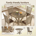 Modern Farmhouse Round Dining Table 45.7Inch Solid Wood Rubberwood Antique Finishing Rustic Look Distressed Look Wire Brushed For 4 Seaters Grayish Brown Light Brown Distressed Finish Dining Room Antique,Farmhouse,French Country,Rustic,Vintage Rubberwood
