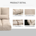 Homcom Convertible Floor Sofa Chair, Folding Couch Bed, Guest Chaise Lounge With 2 Pillows, Adjustable Backrest And Headrest, 40.25