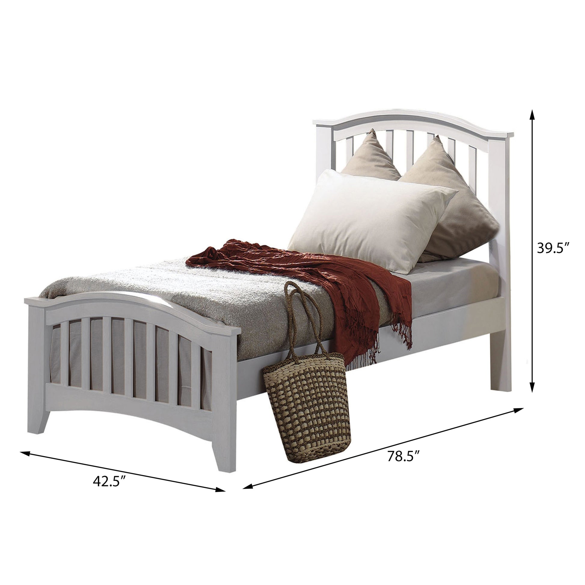 White Twin Bed With Slatted Headboard And Footboard Box Spring Not Required Twin White Wood White Bedroom Transitional Wood