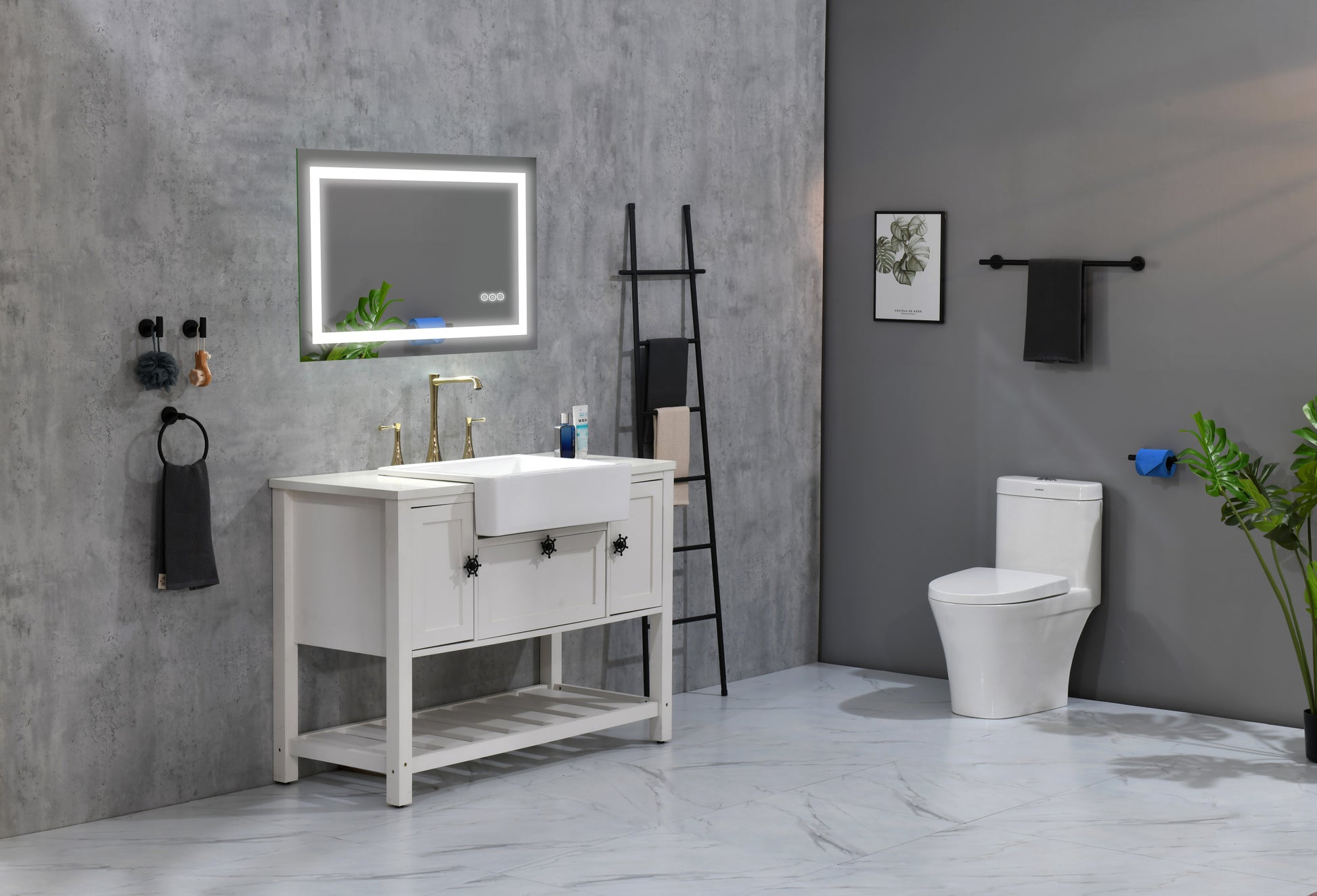 Led Bathroom Mirror 40 "X26" With Front And Backlight, Large Dimmable Wall Mirrors With Anti Fog, Memory, 3 Colors, Led Vanity Mirror White Aluminium