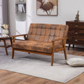 Coolmore Mid Century Modern Solid Loveseat Sofa Upholstered Microsuede Fabric Loveseat, 2 Seat Upholstered Loveseat Sofa Modern Couch Coffee Microsuede 2 Seat