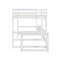 Full Loft Bed With Built In Desk, Ladder Platform, Ladders, Guardrails,White Full White Bedroom American Design Pine