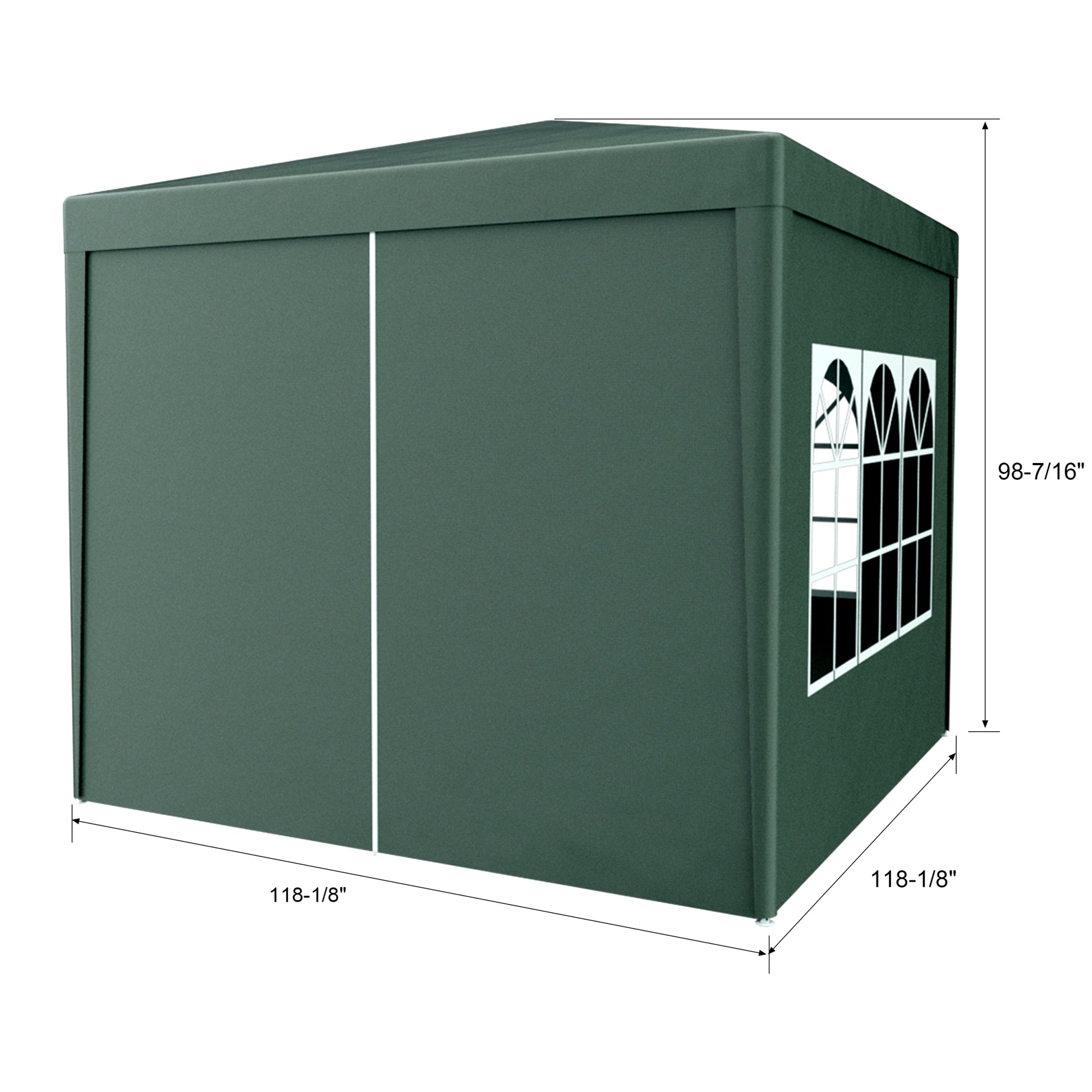 10'X10' Party Tent Outdoor Heavy Duty Gazebo Wedding Canopy 4 Removable Walls ,Green Green Steel