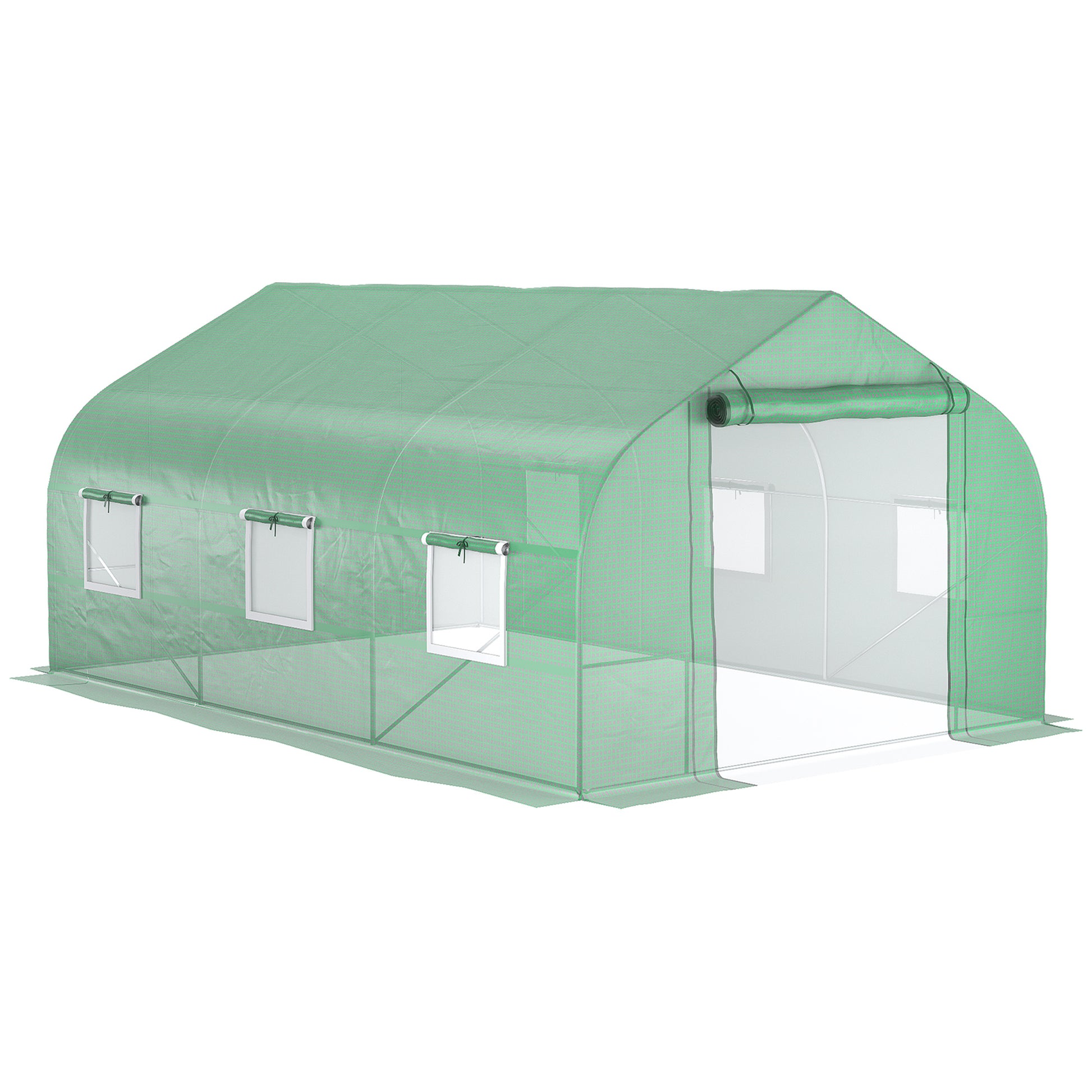 Outsunny 11.5' X 10' X 7' Walk In Greenhouse, Tunnel Green House With Zippered Mesh Door And 6 Mesh Windows, Gardening Plant Hot House With Galvanized Steel Frame, Green Green Steel