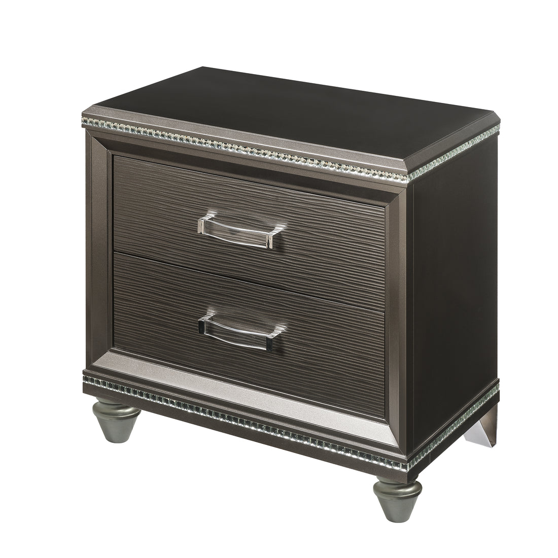 Dark Champagne 2 Drawer Nightstand Champagne 2 Drawers Bedroom Rectangle Felt Lined Drawers Solid Wood Mdf