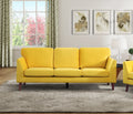 Modern Contemporary Living Room 1Pc Sofa Yellow Velvet Upholstery Dark Brown Legs Solid Wood Furniture Yellow Velvet Wood Primary Living Space Modern Solid Wood 3 Seat