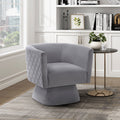 1Pc Swivel Chair Gray Velvet Fabric Upholstery Solid Wood Diamond Pattern Stitched Back Comfort Chair Living Room Furniture Gray Primary Living Space Contemporary Plywood,Solid Wood