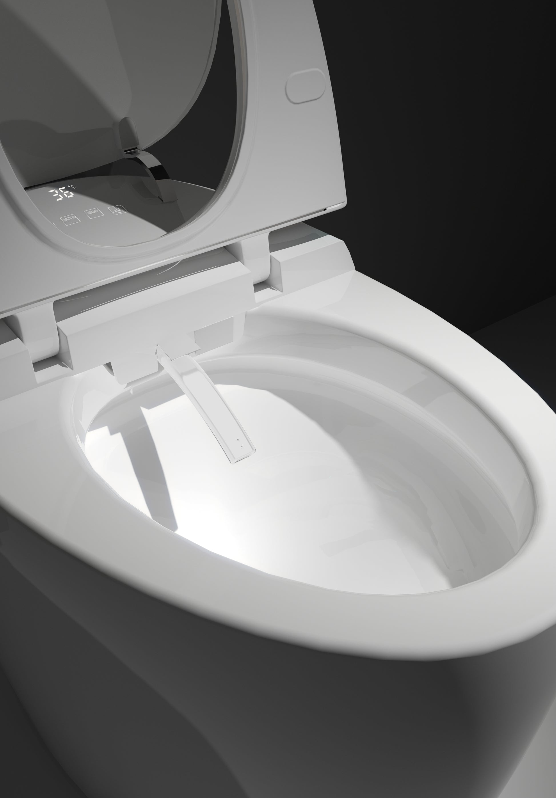 Unique Smart Toilet With Bidet Built In, Intelligent One Piece Toilet For Modern Bathroom, Auto Open Close Seat, Foot Sensor, Led Display,Night Light, Warm Water & Dryer,White White Bathroom