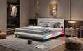 King Size Upholstered Platform Bed With Led Light Strips,White King White Upholstered