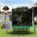 10Ft Pumpkin Trampoline, Outdoor Trampoline With Basketball Hoop, Enclosure Net And Ladder Green Steel