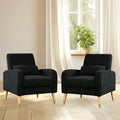 Mid Century Modern Accent Chair, Upholstered Armchair Living Room Chair, Comfy Single Sofa Chair With Metal Legs, Polyester Fabric Chair For Living Room Bedroom Black Sherpa