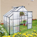 8X6Ft Black Double Door Polycarbonate Greenhouse Raised Base And Anchor Aluminum Heavy Duty Walk In Greenhouses For Outdoor Backyard In All Season Black Aluminium