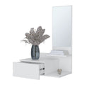 White Floating Vanity With Included Mirror White Modern Particle Board