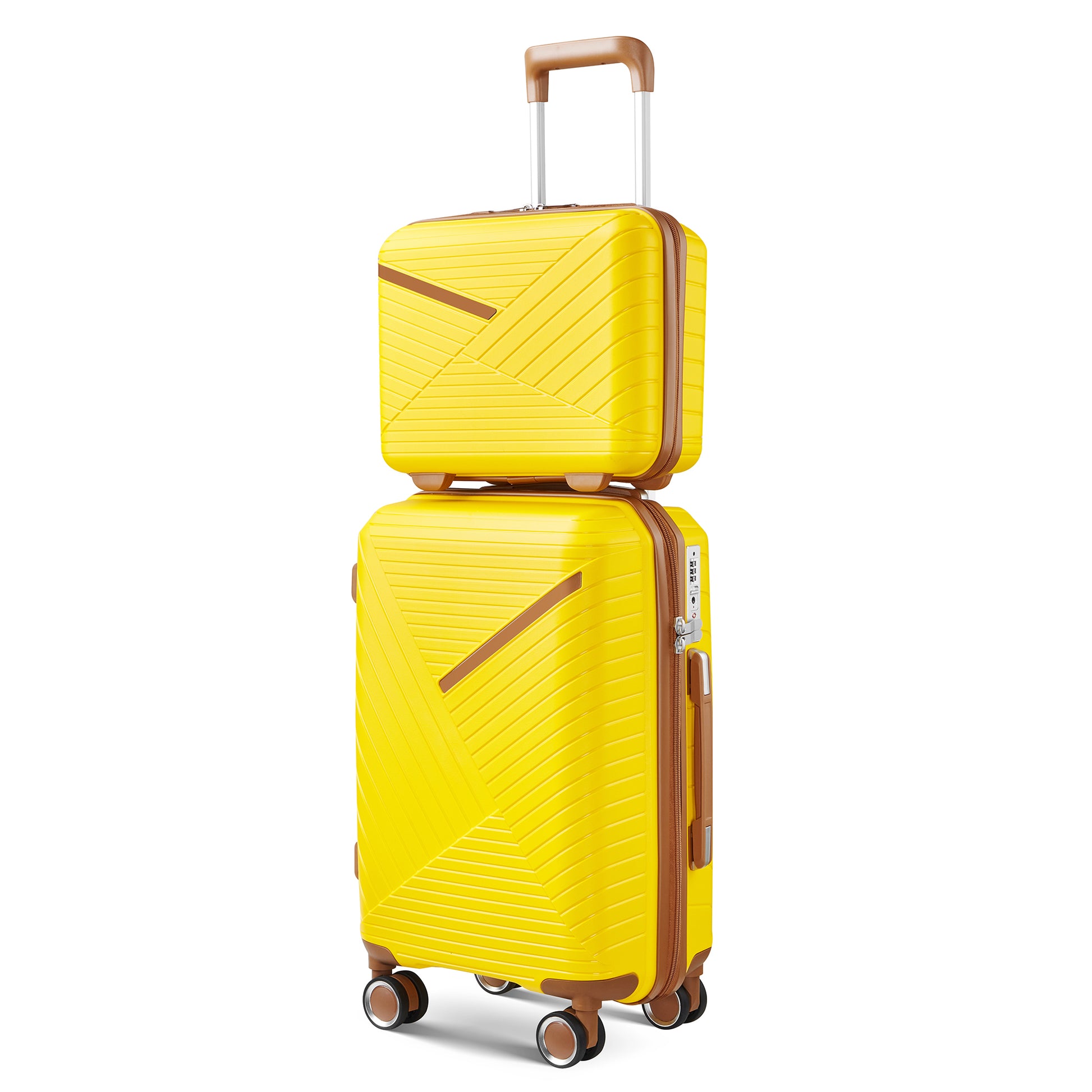 Luggage Sets 4 Piece 14 20 24 28 , Expandable Lightweight Suitcase With 4 Double 360 Degrees Mute Spinner Wheels Pp Materials Durable Tsa Lock Travel Luggage Yellow Polypropylene