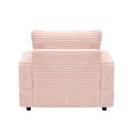 39 Inch Spring Upholstered Armchair And Ottoman Set Comfortable Single Sofa With Cup Holder And Corduroy Fabric, Perfect For Living Room Or Bedroom Pink Corduroy 1 Seat