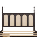 Queen Size Rattan Platform Bed With With 2 Big Drawers, T Size Trundle, Espresso Queen Espresso Plywood
