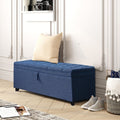 55.3 Inch Extra Long Storage Ottoman Entryway Bench With Flip Top Storage Chest With Padded Seat Bed End Stool For Hallway Living Room Bedroom, Blue Linen Blue Linen Or Linen Blend Blue Linen