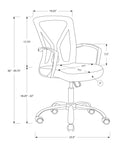 Office Chair, Adjustable Height, Swivel, Ergonomic, Armrests, Computer Desk, Work, Grey Mesh, Chrome Metal, Contemporary, Modern Grey Foam Polyester