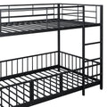 Twin Over Twin Size Metal Bunk Bed With Slide And Guardrails, Black Twin Black Metal