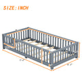 Twin Size Bed Floor Bed With Safety Guardrails And Door For Kids, Gray Old Sku: W158090685 Twin Gray Pine