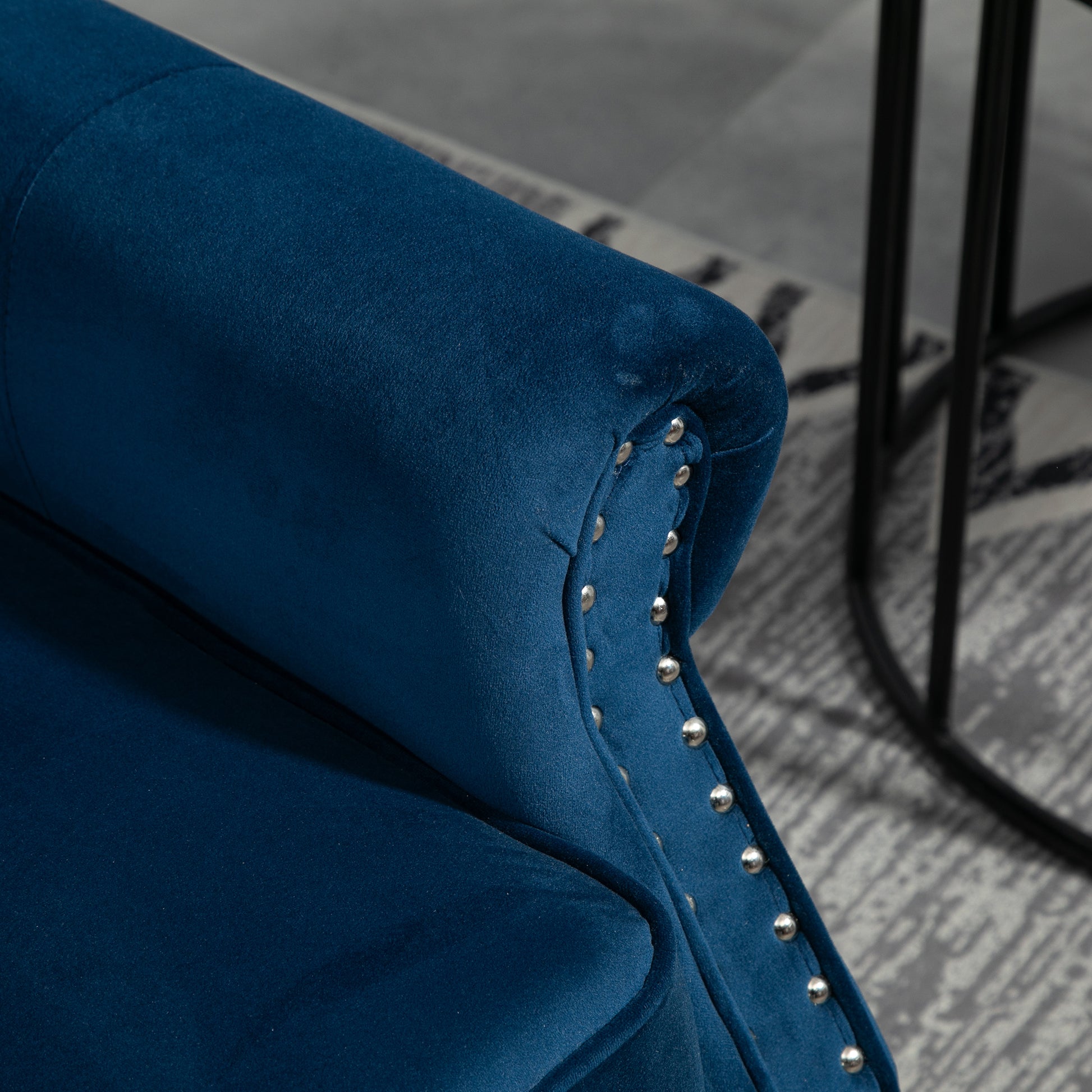 Coolmore Wood Frame Armchair, Modern Accent Chair Lounge Chair With Sturdy Wood Legs For Living Room Bedroom Navy Navy Foam Velvet