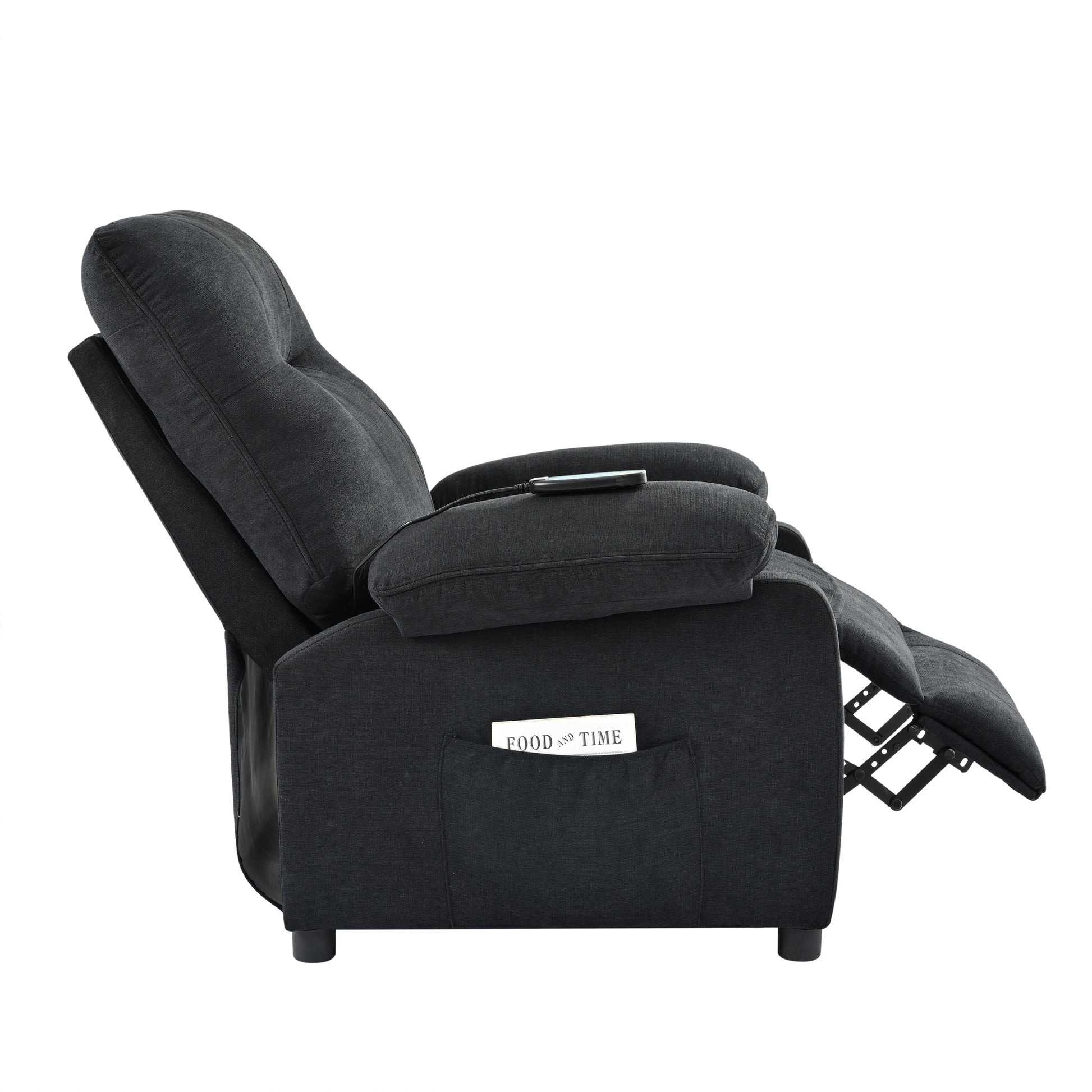 Recliner Chair With Message And Heater, Recliner Chair For Adult, Manual Control Message Chair Black Steel