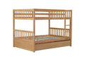 Full Over Full Rubber Wood Bunk Bed With Trundle, Ladder And Guardrails, Convertible To 2 Full Size Beds, With Twin Size Trundle,White Oak Full White Oak Bedroom American Design Bed Frame Rubber