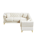 81.5 Inch Chenille Corner Sofal Shaped Sectional Couch, 5 Seater Corner Sofas With 3 Cushions For Living Room, Bedroom, Apartment, Office Beige Foam Chenille 5 Seat