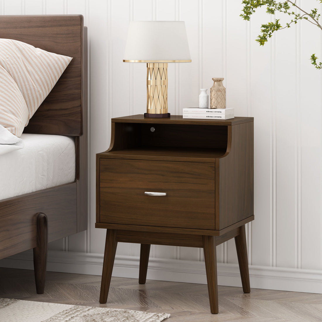 Disa 1 Drawer Nightstand Walnut Mdf