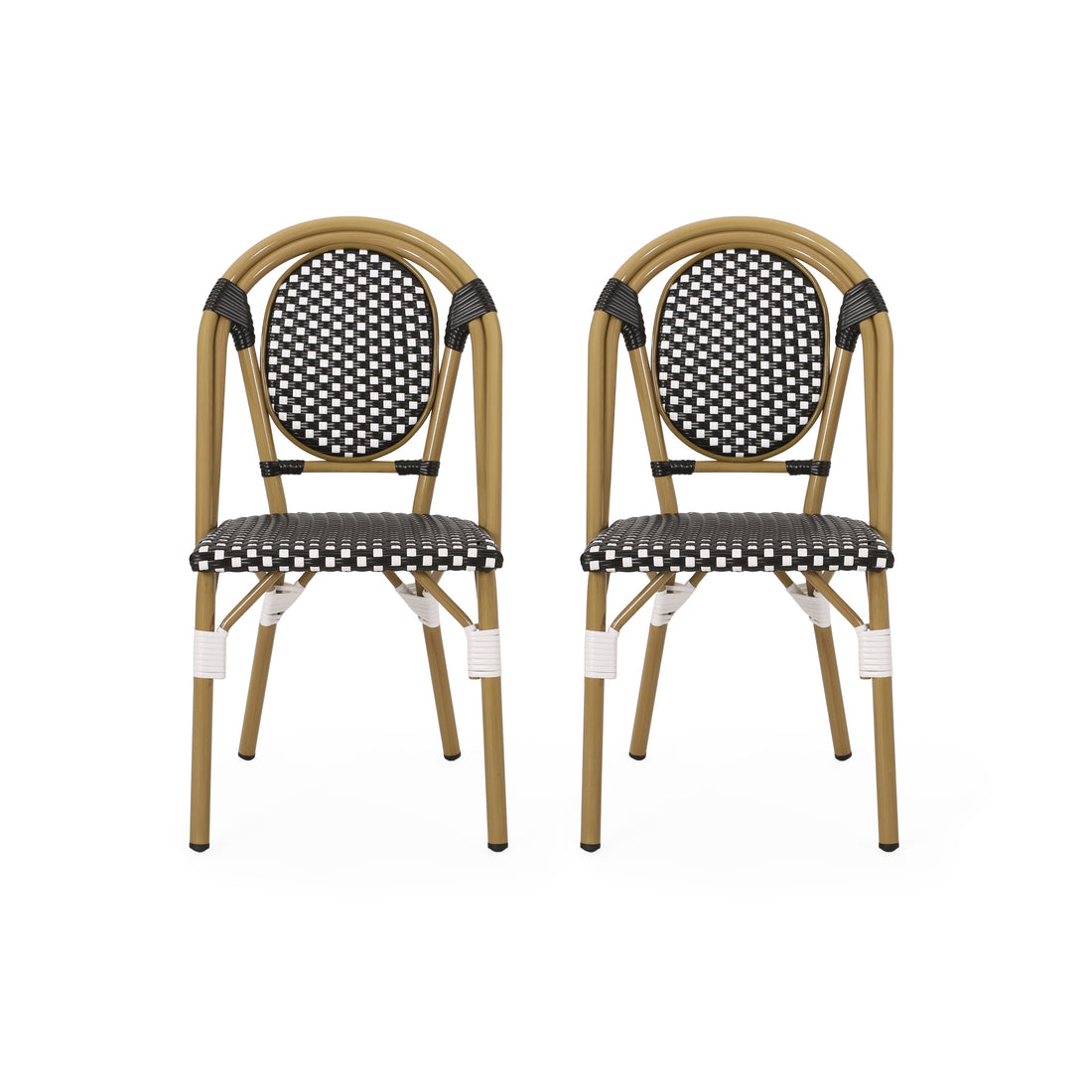 French Bistro Chair White Black Rattan