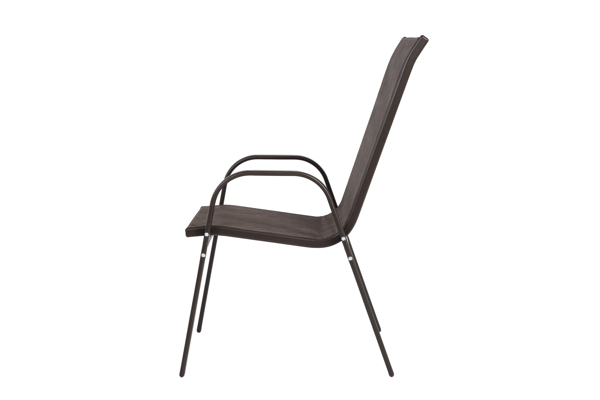 2 Piece Patio Chairs, Outdoor Camping Chairs Withtextilene Fabric, Set Of 2 Garden Chairs With Armrest High Backrest For Garden Patio Pool Beach Yard Space Saving Brown Brown Steel