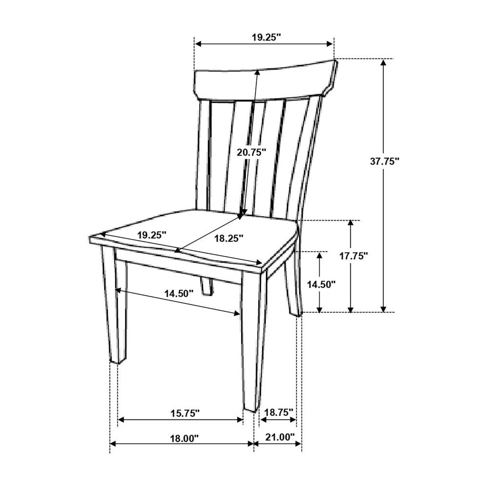 Set Of 2 Slat Back Wooden Dining Chairs, Brown Oak Brown Oak Dining Room Dining Chairs Slat Back Set Of 2 Mdf