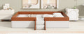 Queen Size Upholstered Daybed Frame With Fence And Stairs, Brown White Queen Brown White Mdf Lvl