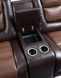 Modern Luxury Living Room Sofa Set 2Pc Reclining Sofa Loveseat Formal Furniture Premium Faux Leather Upholstery Comfortable Two Tone Brown Finish Dark Brown,Light Brown Faux Leather Wood Primary Living Space Luxury,Modern Plywood,Solid Wood 5 Seat