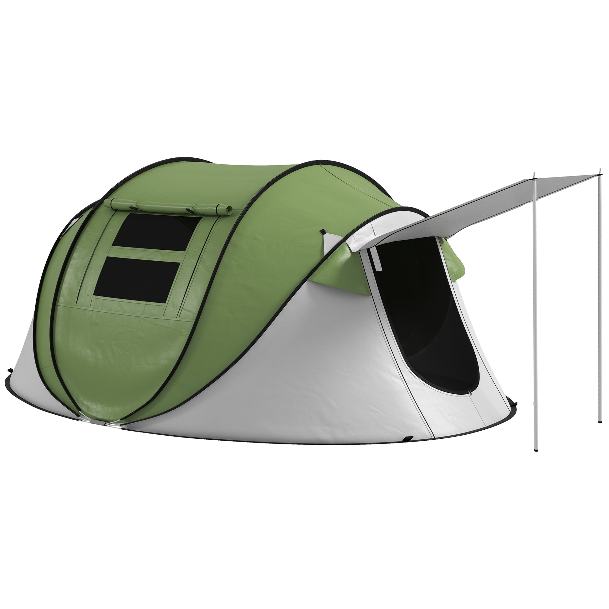 Outsunny Pop Up Tent, Instant Camping Tent With Porch And Carry Bag, 3000Mm Waterproof, For 2 3 People, Green, Poles Included Green Polyester