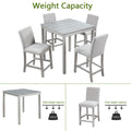 5 Piece Counter Height Table Set, Wooden Kitchen Table Set With Square Table And 4 Upholstered Chairs, Counter Height Dining Table With Crystal Decoration And Chair Set, Silver Grey Beige Silver Gray Seats 4 Dining Room 4 Leg Square Dining Table With