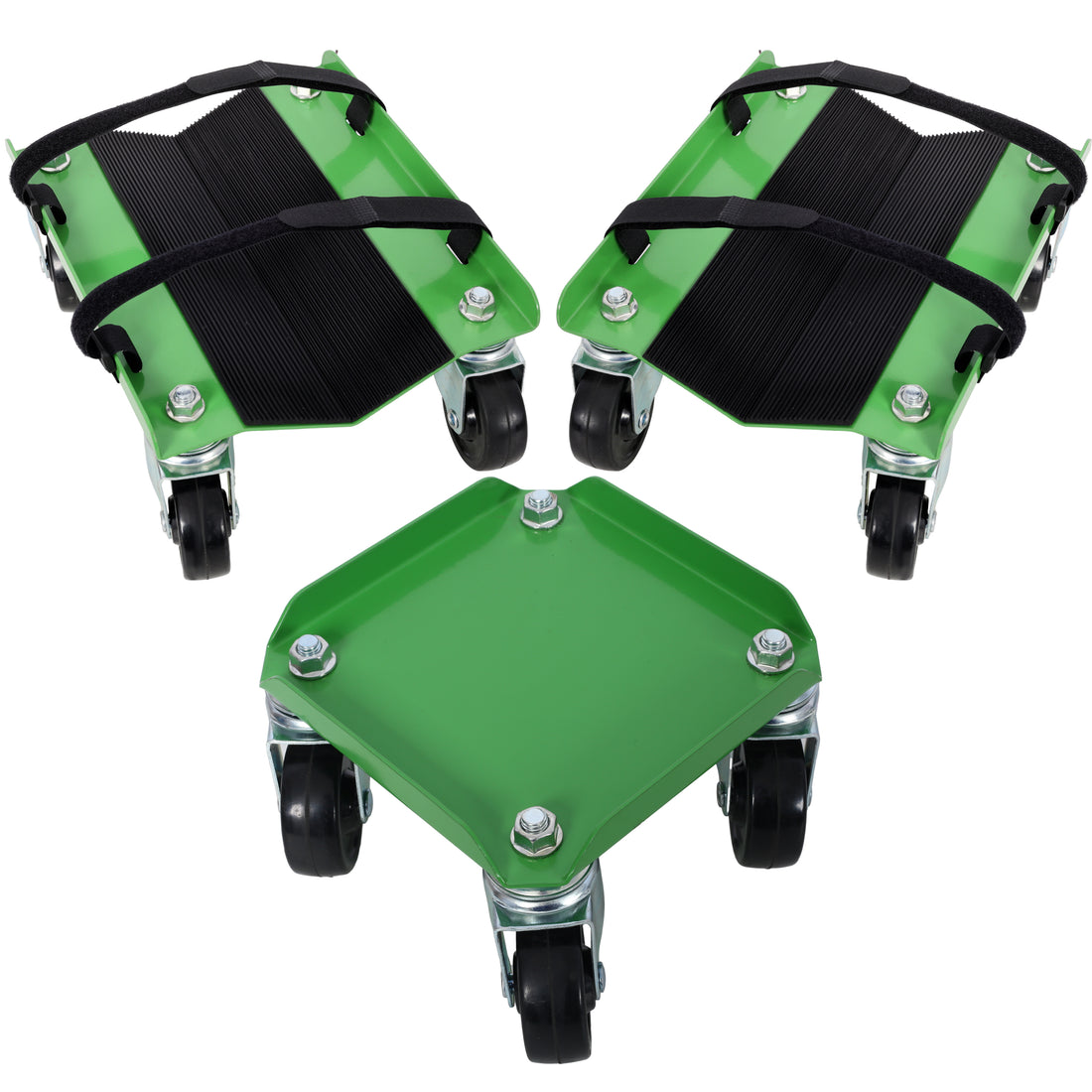 Snowmobile Dolly Heavy Duty Carries Up To 1500Lbs V Slide With 2.5" Swivel Casters Rubber Pad Protecting Skis And 2 Pairs Of Heavy Duty Straps Firmly Attaching On Skis, Green Color Green Steel