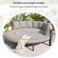 Patio Furniture Set, 4 Piece Round Outdoor Conversation Set All Weather Metal Sectional Sofa With Cushions Grey Seats 6 Metal