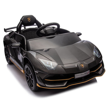 12V Kids Ride On Car W Parents Remote Control,Licensed Lamborghini Aventador Xago,Hydraulic Pressure Door,Slow Start,Early Education,Bluetooth,Adjustable Volume,Mp3,Usb,Led Lights For Kids Aged 3 8. Black 50 99 Lbs Polypropylene