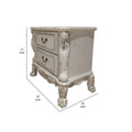 Aurora 32 Inch Classic Wood Nightstand, 2 Drawers, Subtle Carvings, White White Wood