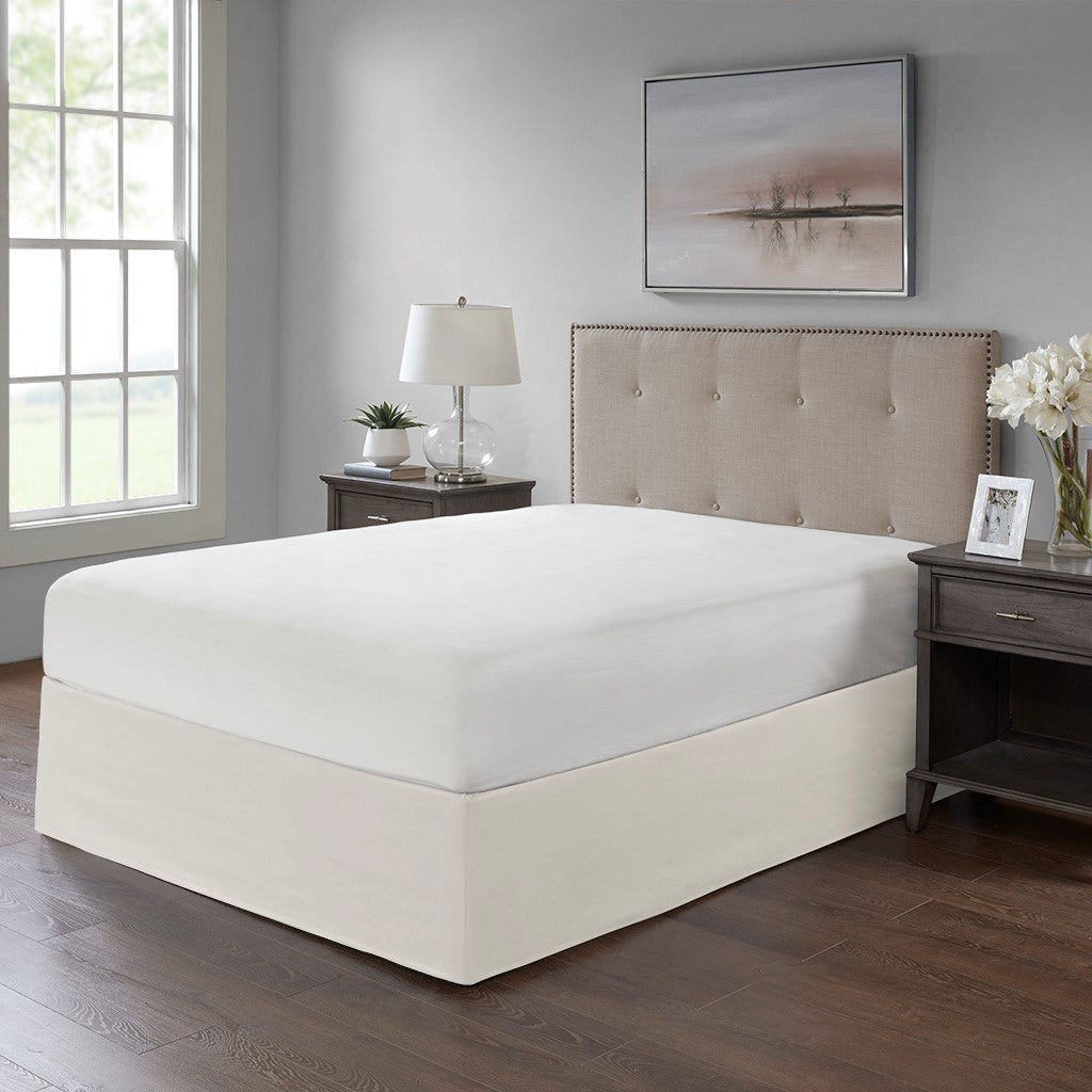 Wrap Around Adjustable Bedskirt Ivory One Size Ivory Microfiber