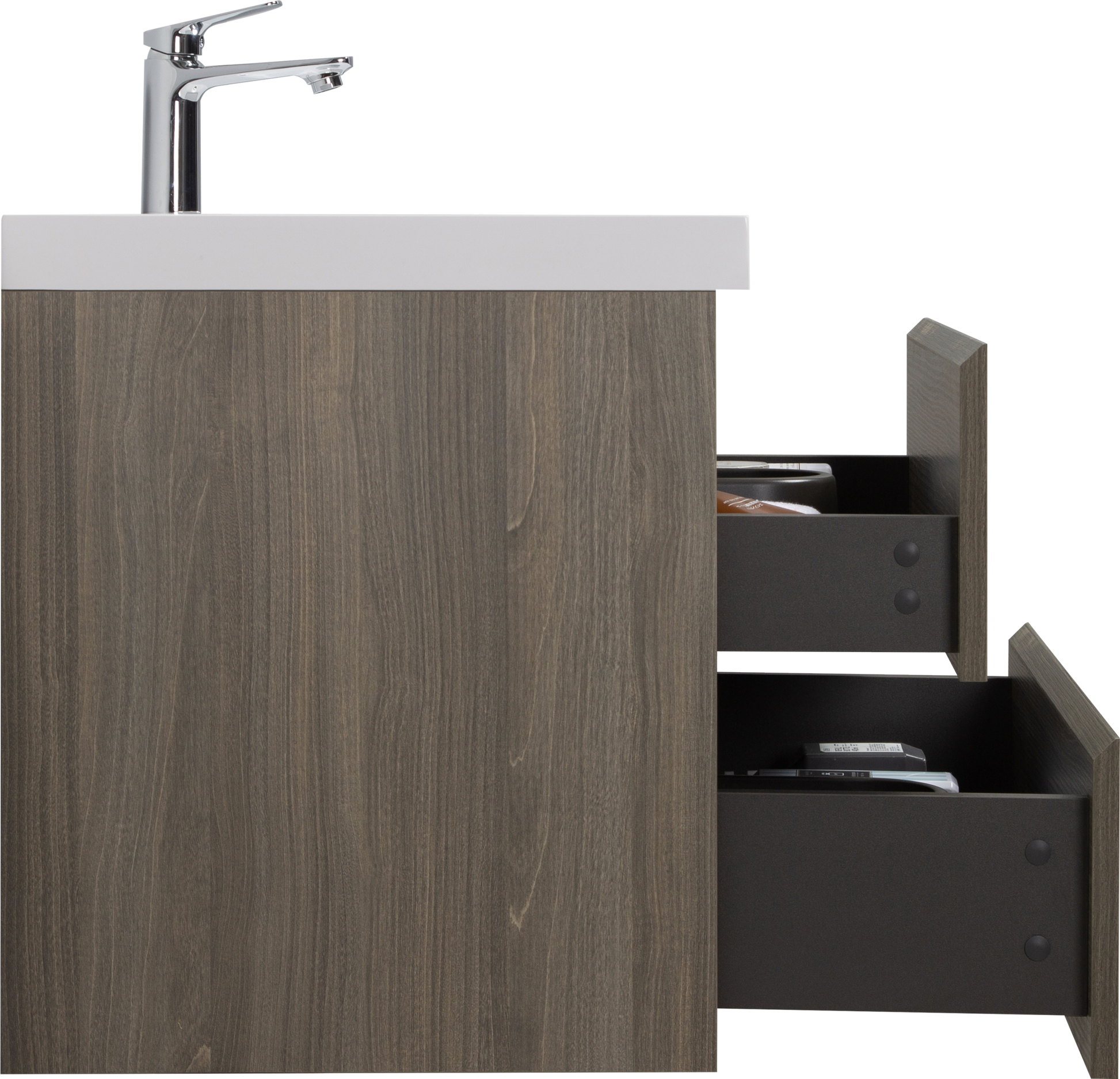 42" Floating Bathroom Vanity With Sink, Modern Wall Mounted Bathroom Storage Vanity Cabinet With Resin Top Basin And Soft Close Drawers, Ash Grey 24V11 42Ag 2 Grey Bathroom Wall Mounted Melamine