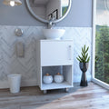 Single Bathroom Vanity, One Open Shelf, Single Door Cabinet, White White Solid Wood Mdf Engineered Wood