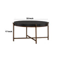 Sylvie Brushed Oak And Metal Round Coffee Table Grey Black Wood Metal