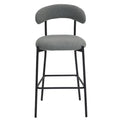 26'' Counter Height Bar Stools Teddy Fabric Cover Kitchen Island Counter Bar Stool With Black Powder Coating Base And Footrest Grey Cushion Metal Grey Kitchen Foam Modern Bar Stools Open Back 1 Foam Teddy