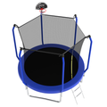 10Ft Trampoline With Basketball Hoop, Astm Approved Reinforced Type Outdoor Trampoline With Enclosure Net Blue Steel